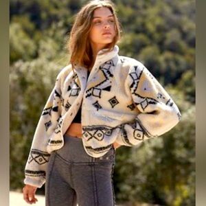 Free People Hit The Slopes Rocky Ridge Fleece Jacket Large